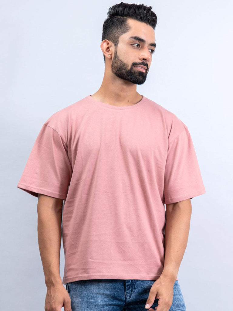 Solid Coral Pink Oversized Cotton T-shirt - Tistabene