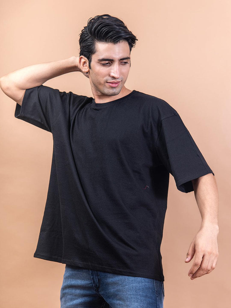 Black "Supervek" Oversized Cotton T-shirt - Tistabene