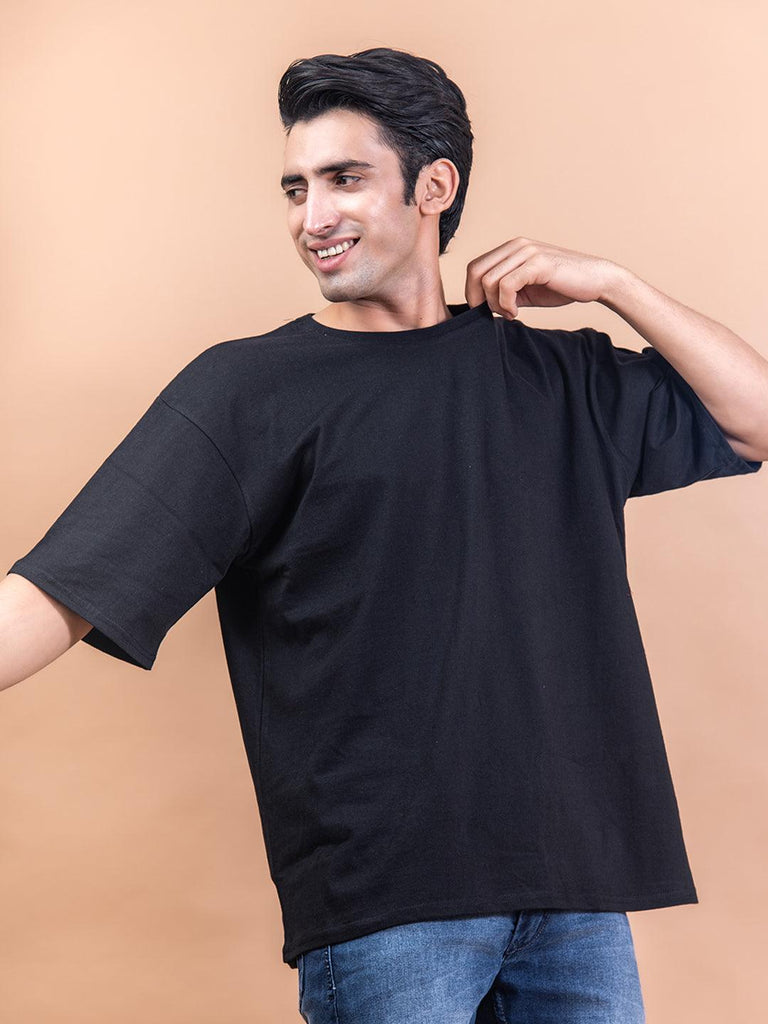 Black "Supervek" Oversized Cotton T-shirt - Tistabene