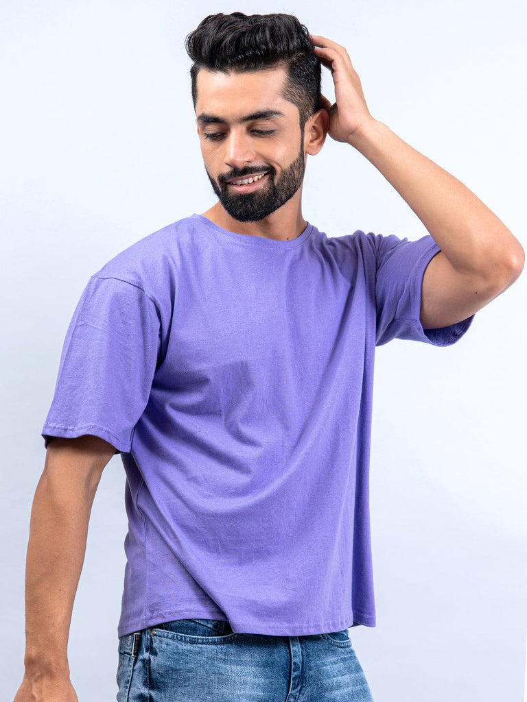 Solid Purple Oversized Cotton T-shirt - Tistabene