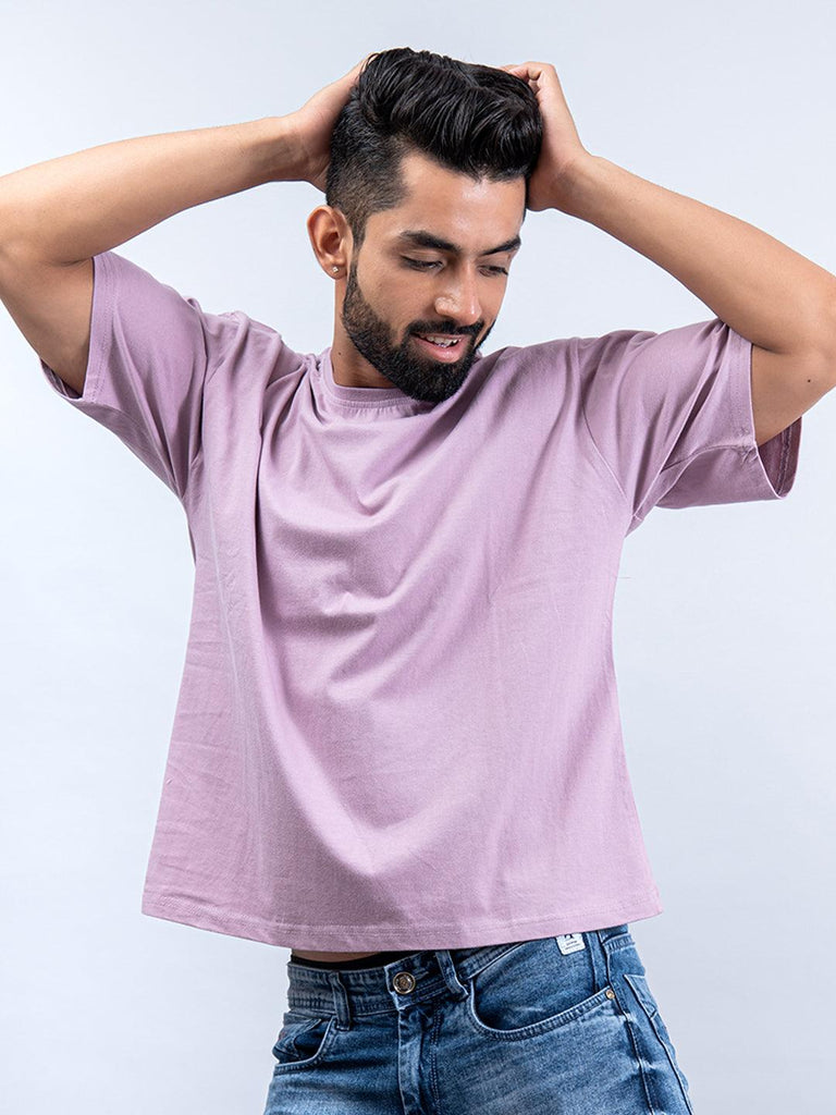 Lilac "Just Send It" Oversized Cotton T-shirt - Tistabene