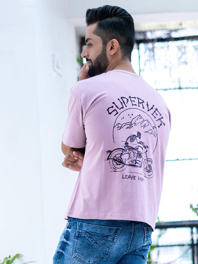 Lilac "Supervek" Oversized Cotton T-shirt - Tistabene