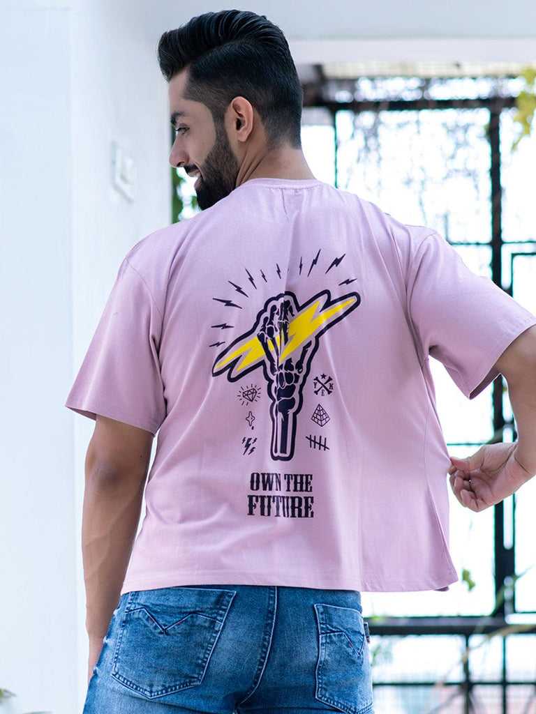 Lilac "Own The Future" Oversized Cotton T-shirt - Tistabene