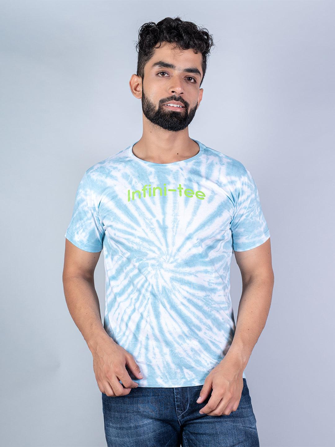 Buy Faded Blue Color Infini-tee Printed Tie-Dye Cotton T-Shirt Online | Tistabene XL