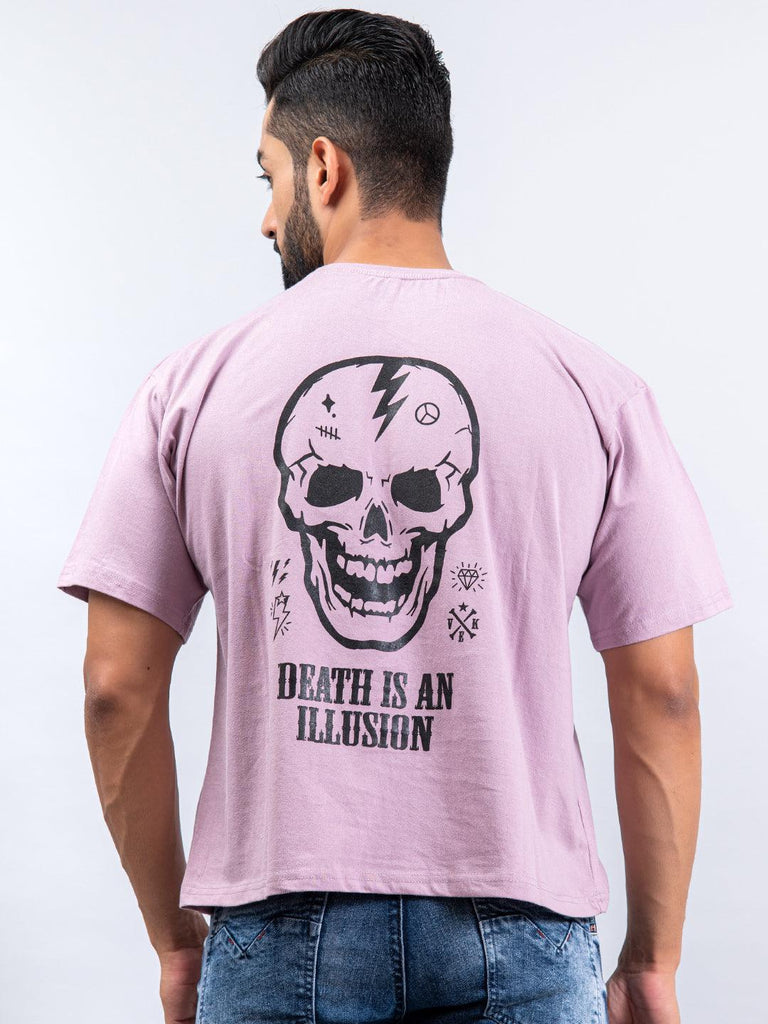 Lilac"Death is An Illusion" Oversized Cotton T-shirt - Tistabene