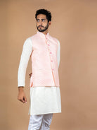 Pink Chikankari Nehru Jacket - Tistabene