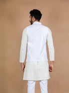 White Chikankari Nehru Jacket - Tistabene