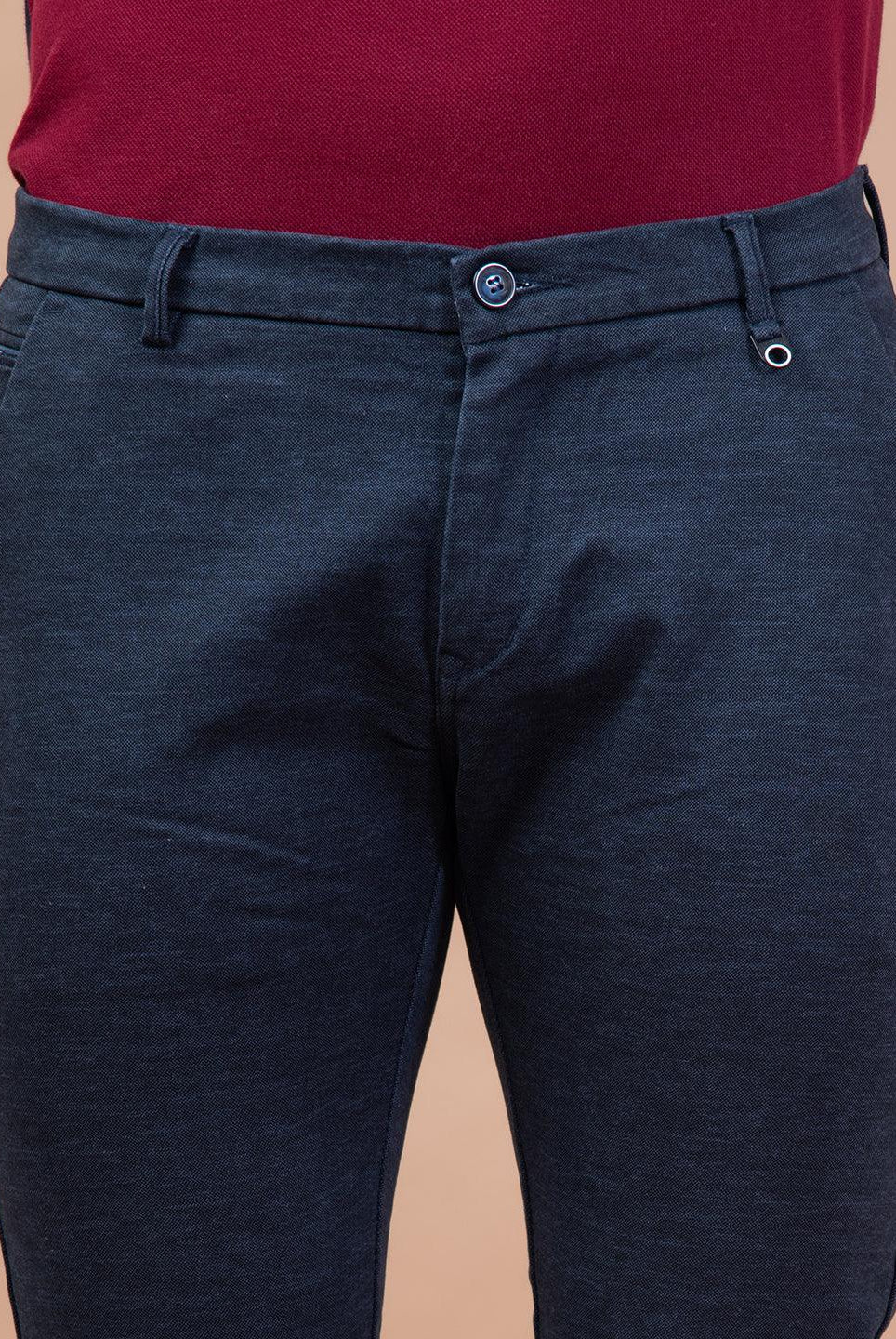 Dark Blue Cotton Blend Pants - Tistabene
