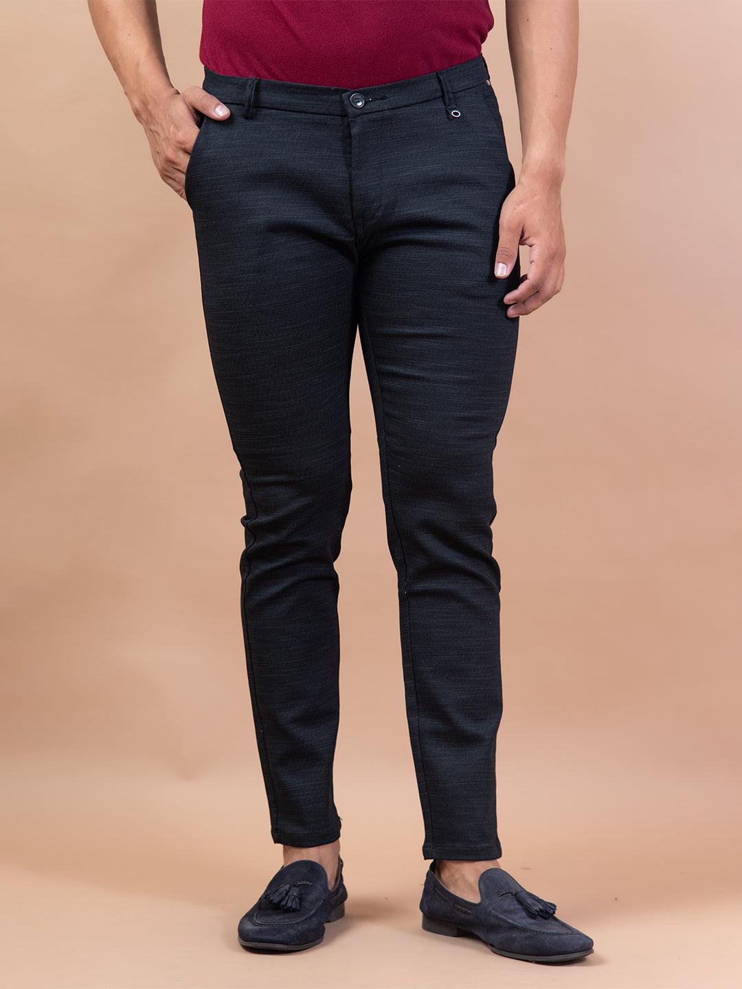 Solid Black Distressed Cotton Pant - Tistabene