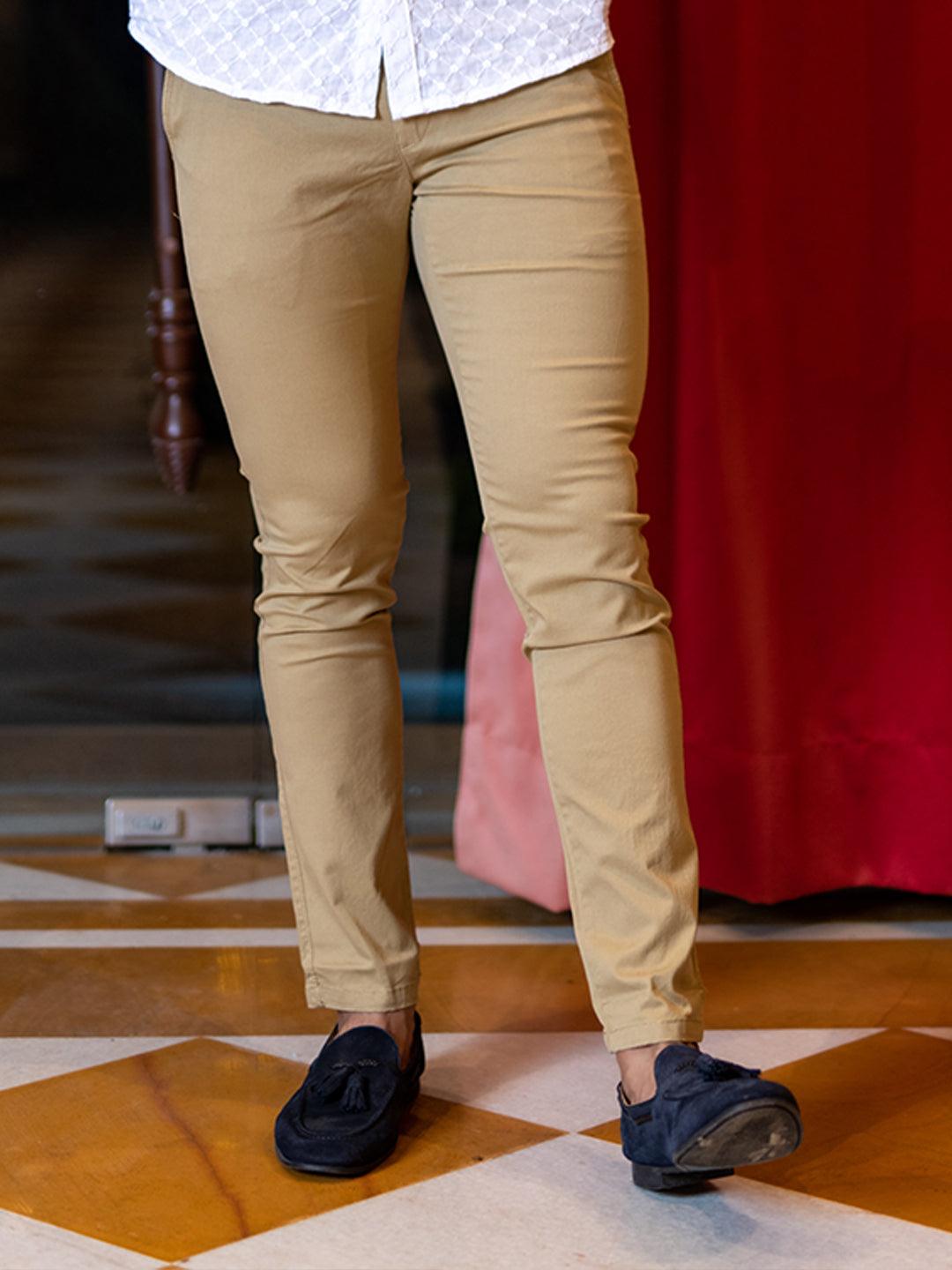 Buy Men's Brooklyn Fit Cotton Stretch Trouser Online | Indian Terrain