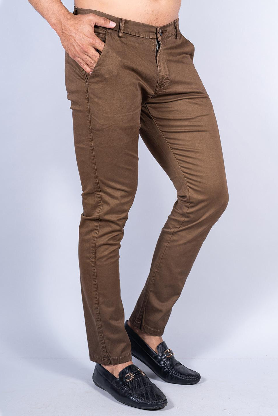 Brown Color Ankle Length Fusion Cotton Pant - Tistabene