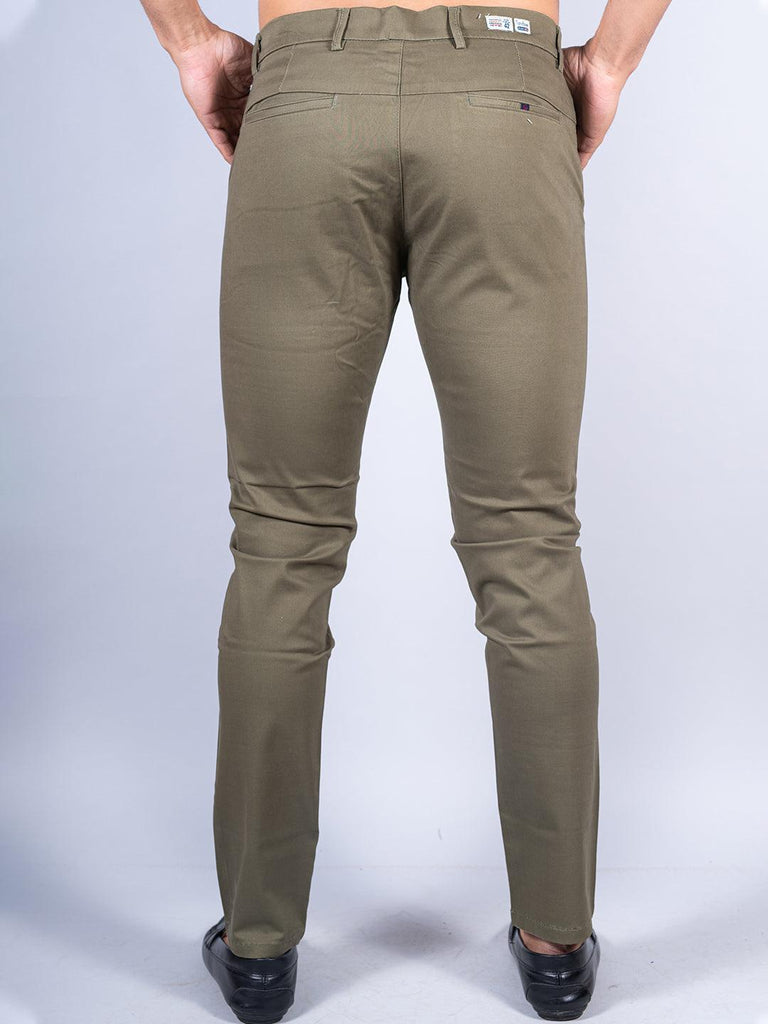 Olive Green Color Ankle Length Fusion Cotton Pant - Tistabene