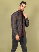 Brown and Blue Flannel Checks Shacket - Tistabene
