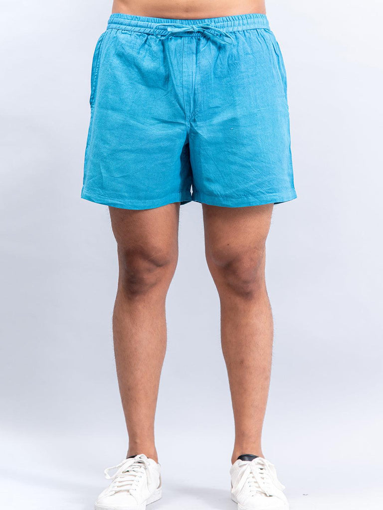 Solid Teal Blue Shorts - Tistabene