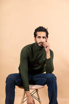 Olive Green Turtle neck sweater - Tistabene