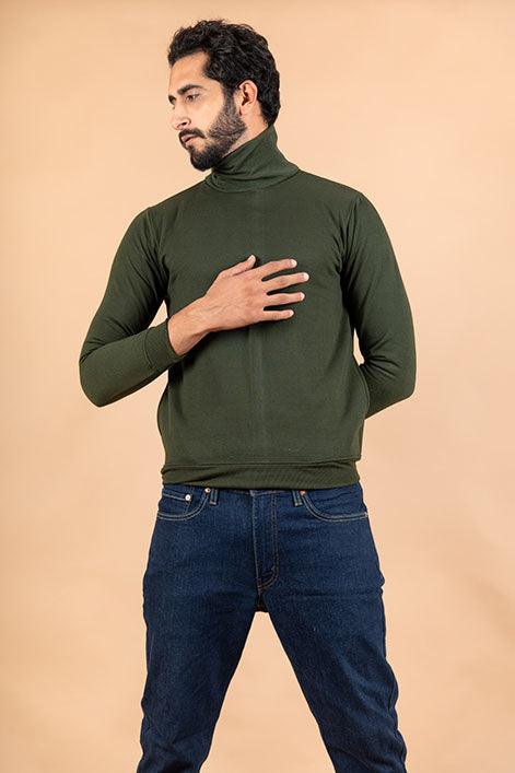 Olive Green Turtle neck sweater - Tistabene
