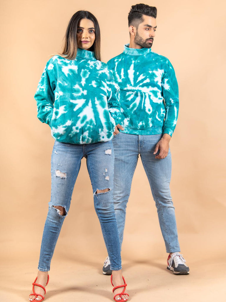 Sea Green Tie and Dye Turtle Neck - Tistabene