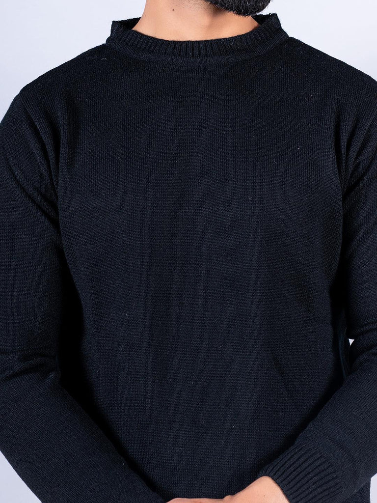 Black Color Crew Neck Men's Sweater - Tistabene