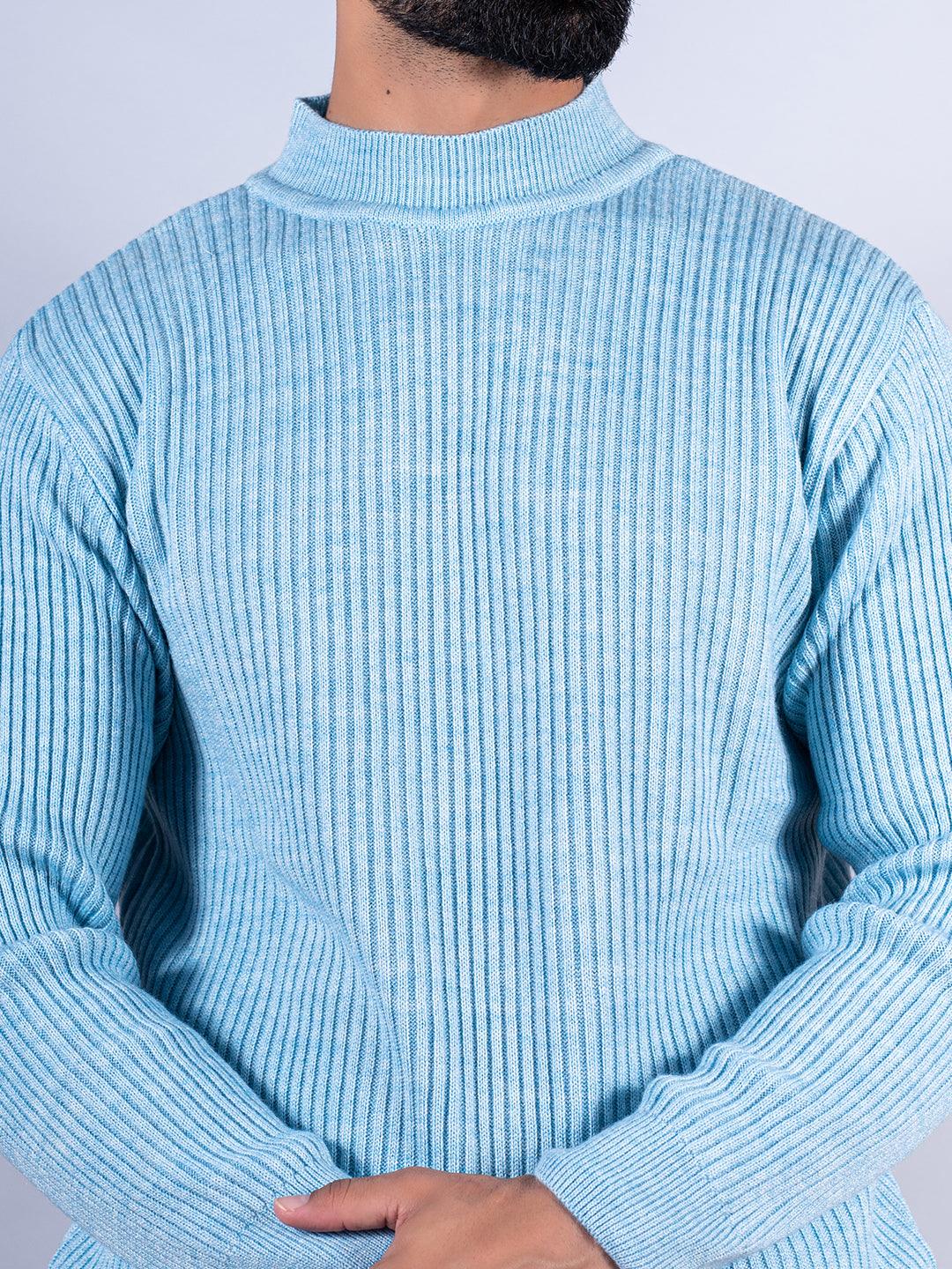 Powder Blue Color Turtle Neck Men's Sweater - Tistabene