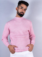 Light Pink Color Turtle Neck Men's Sweater - Tistabene