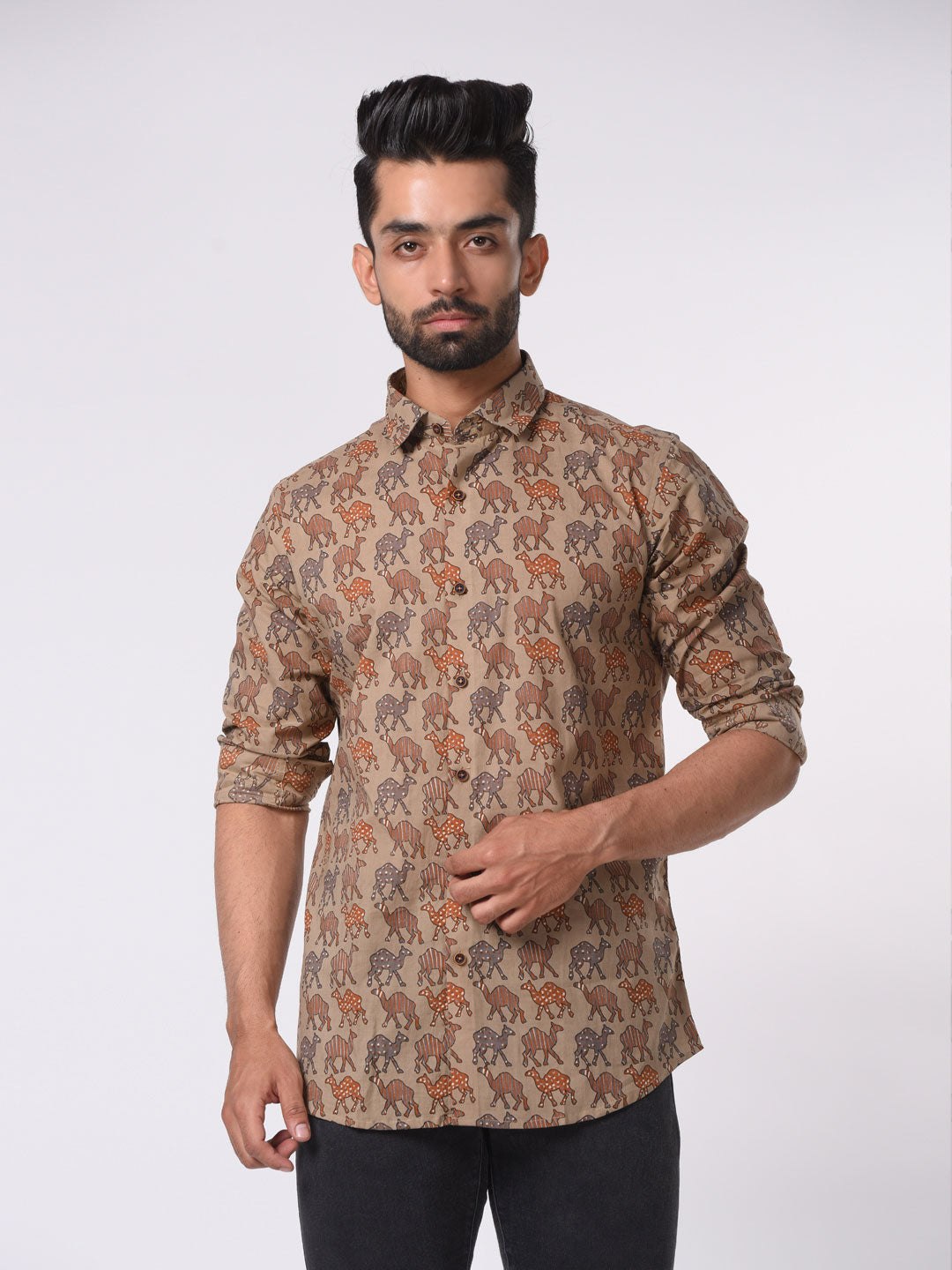 Printed Brown Shirt