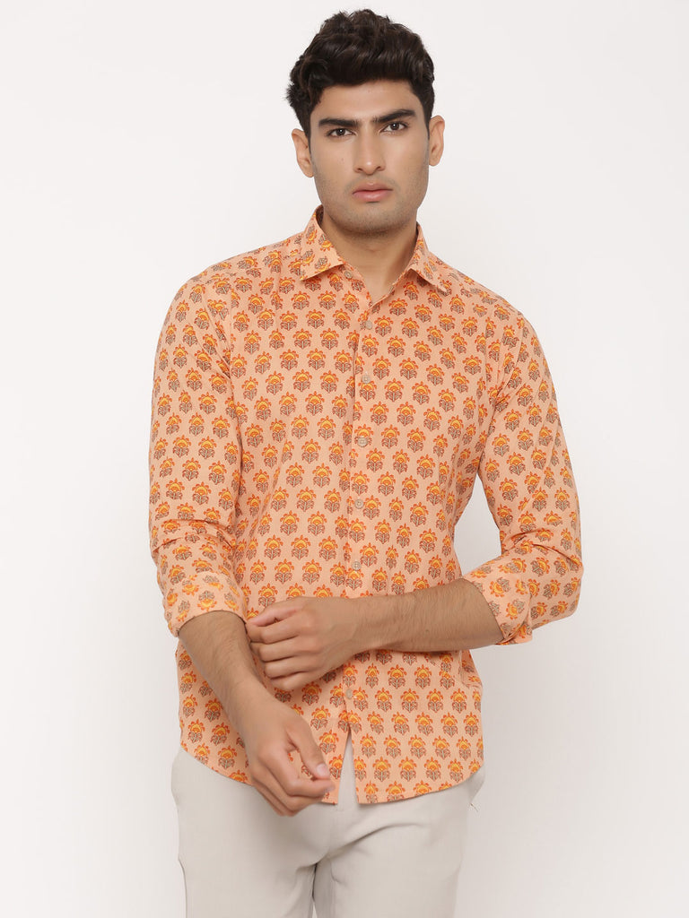 Orange Printed Shirt