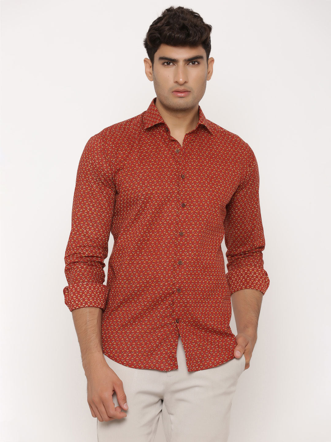 red printed shirt for men
