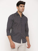 printed blue shirt