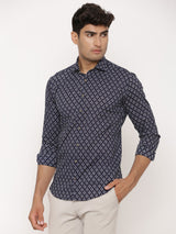 blue printed shirt