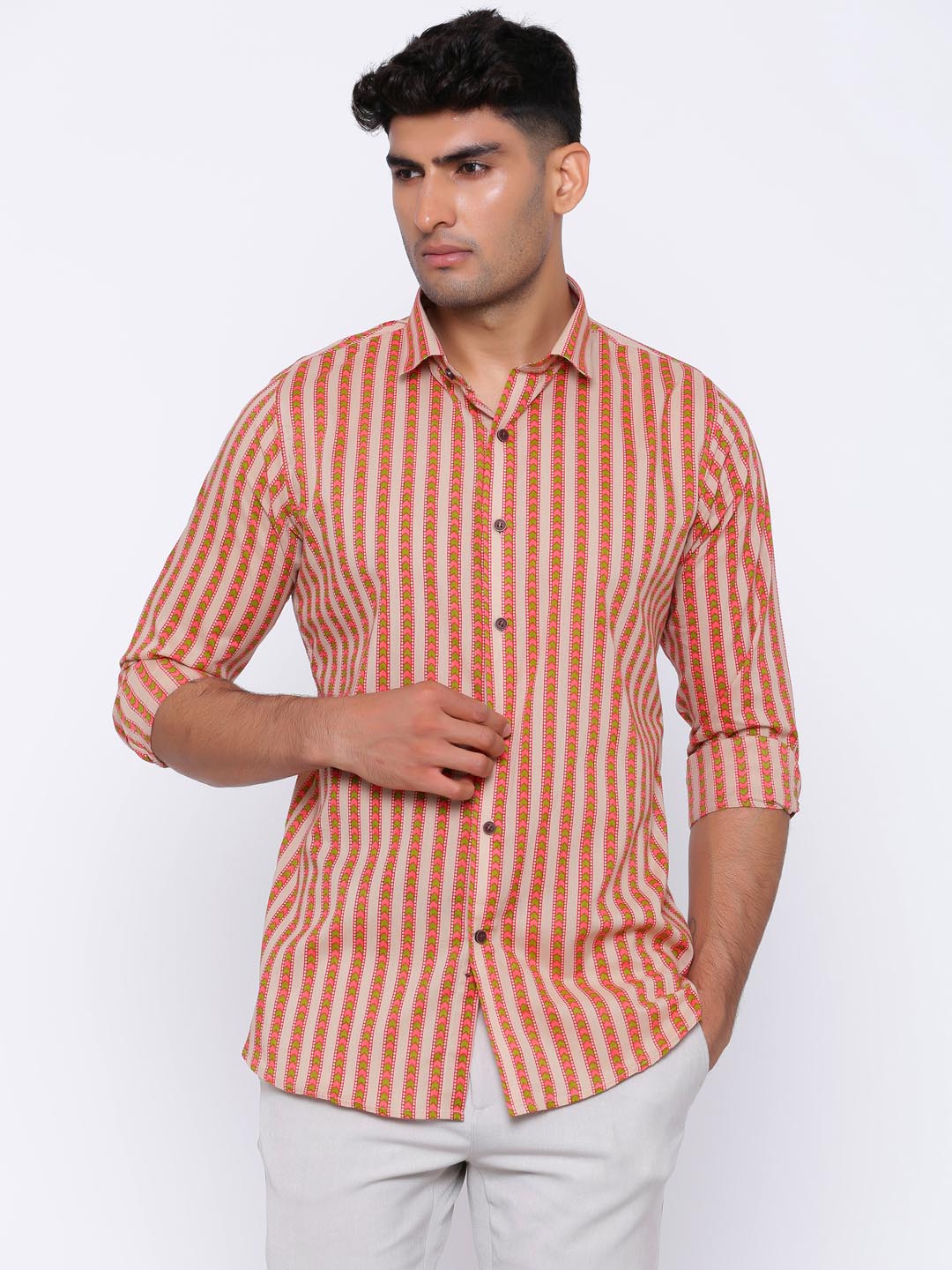 Chevron Beige and Red Shirt