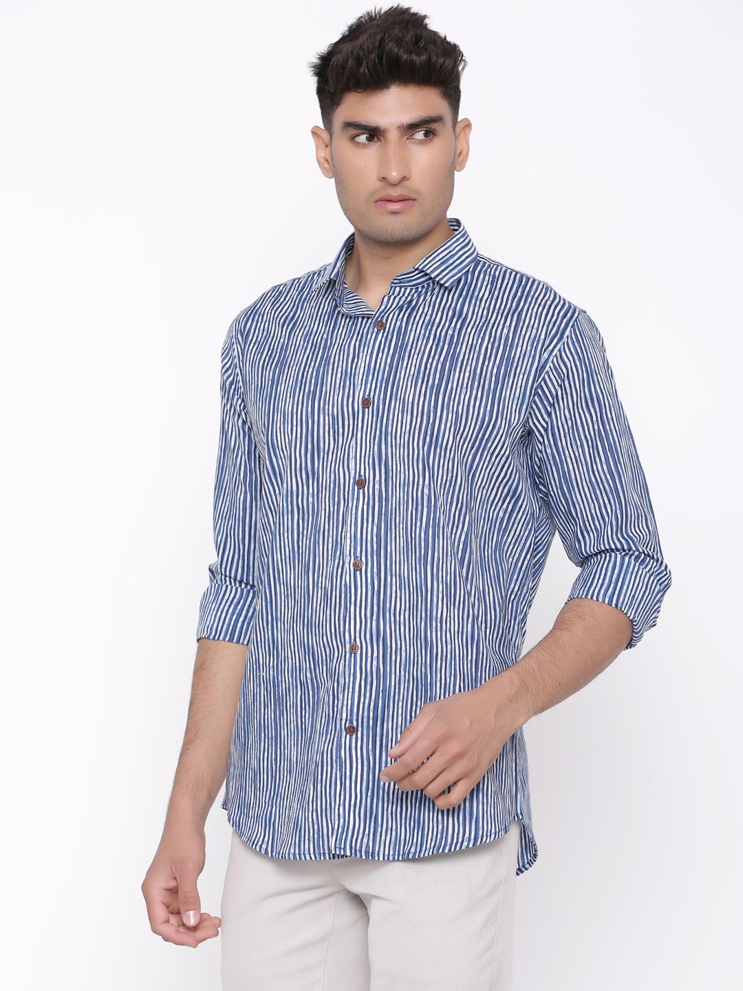 Blue and White Striped Shirt