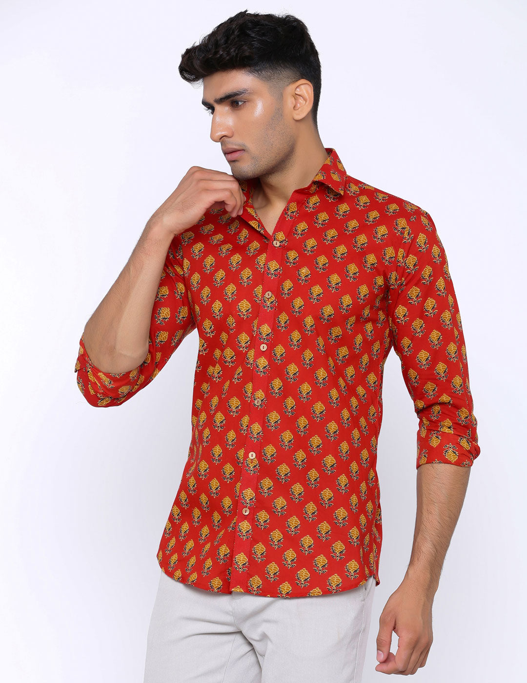 Red Printed Cotton Shirt