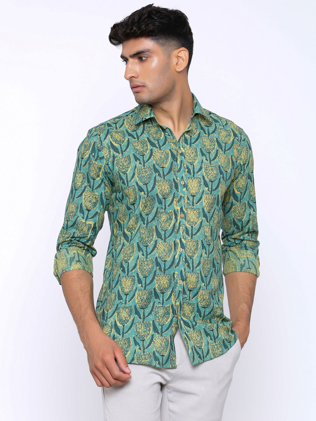 Green Printed Shirt