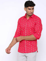 pink printed shirt