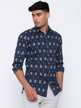 printed blue shirts