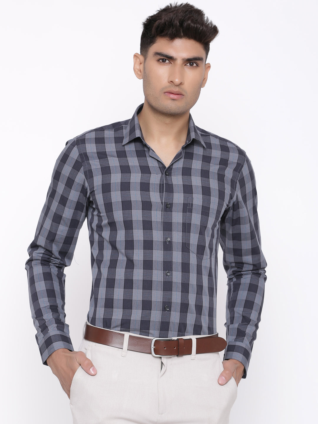 Grey check shirt