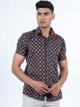 printed blue shirt
