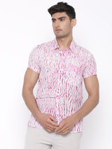 pink shibori half sleeves shirt