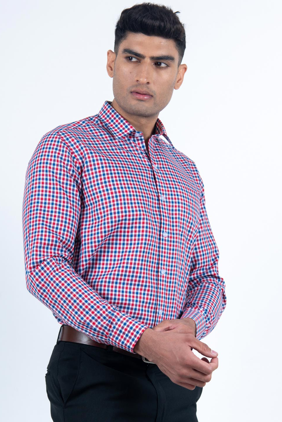 Red and blue check shirt
