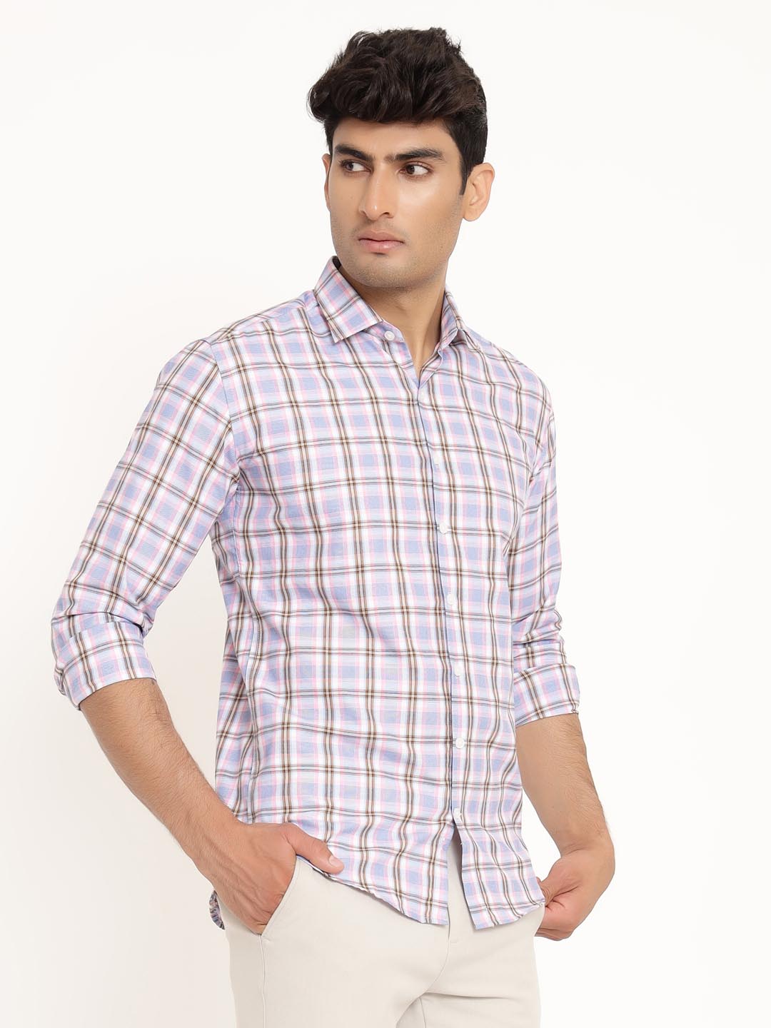 Blue and Brown Check Shirt
