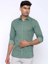 printed blue shirt