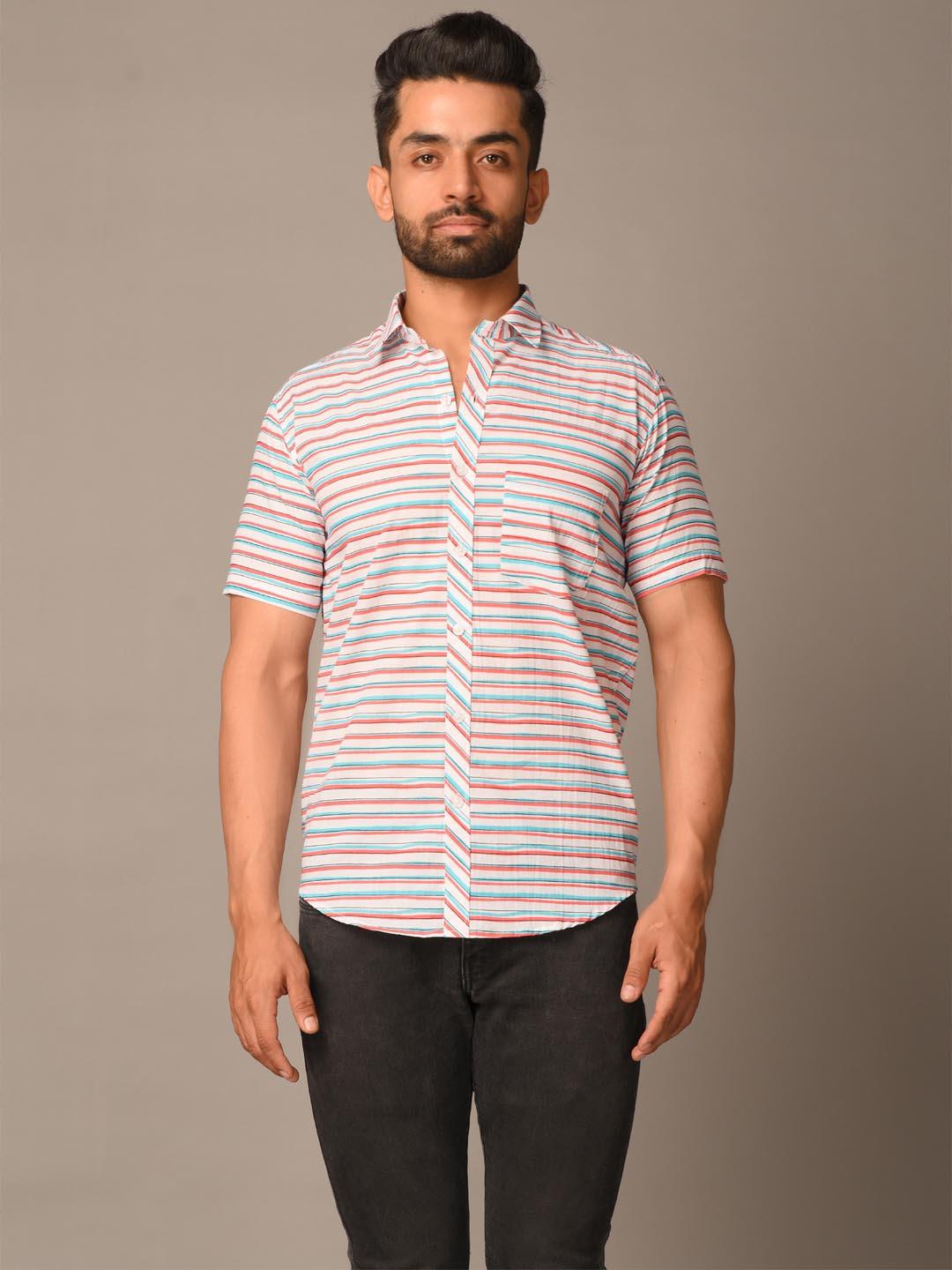 blue and white striped shirt