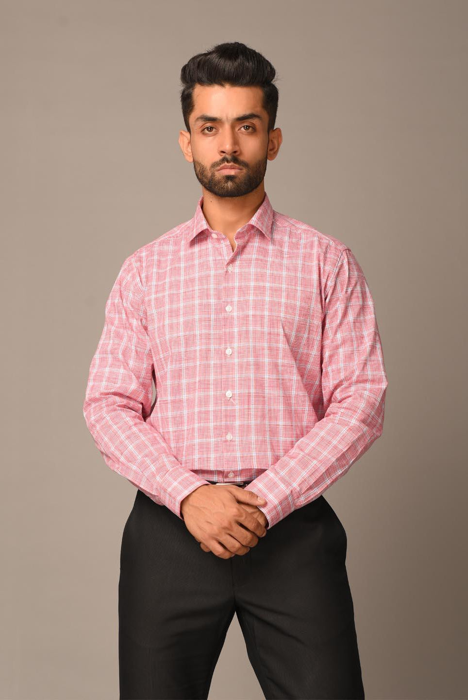 Pink Plaid Checks Cotton Shirt - Tistabene
