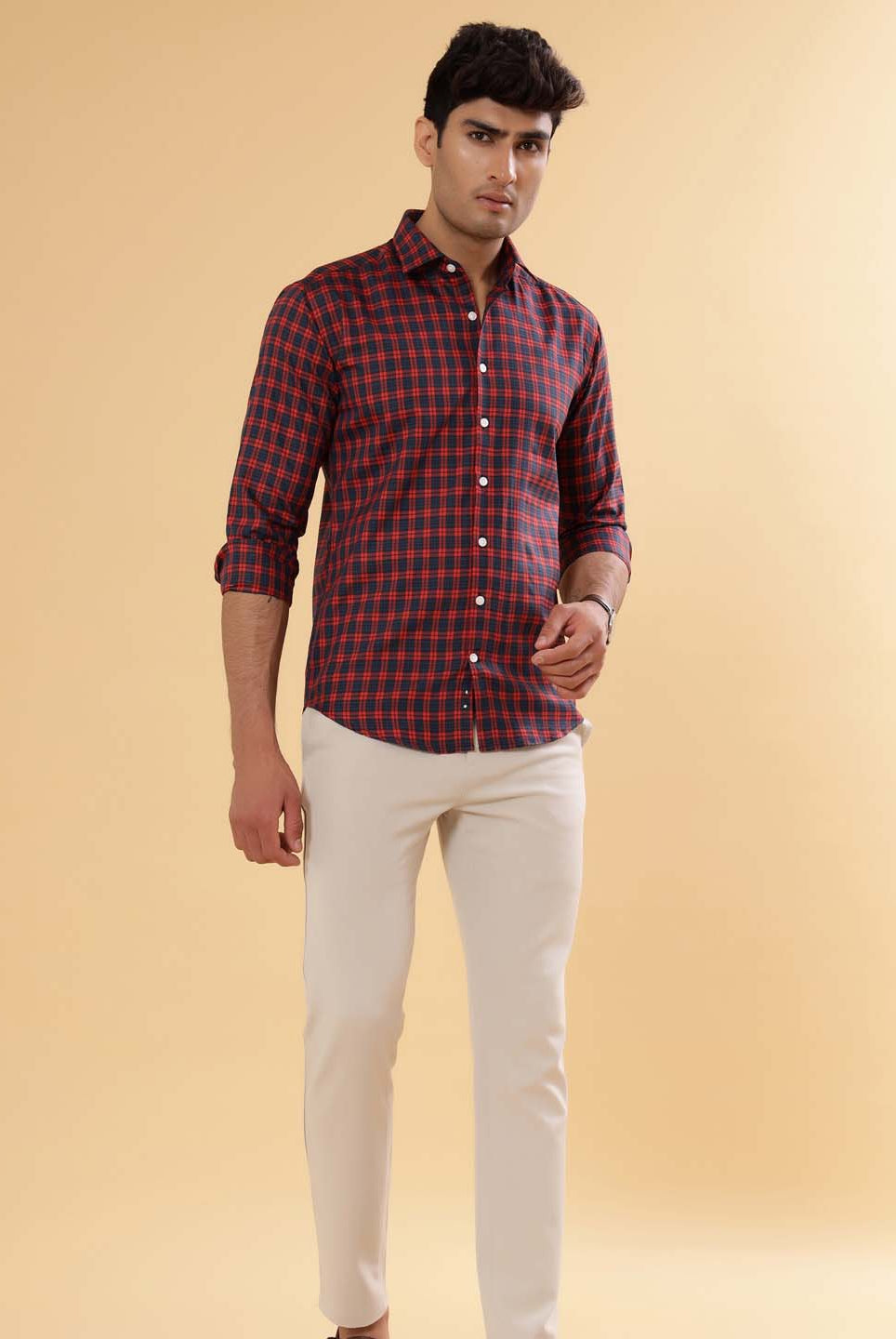 Red and Navy Blue check shirt
