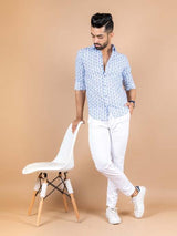 Blue Elephant Printed Cotton Shirt