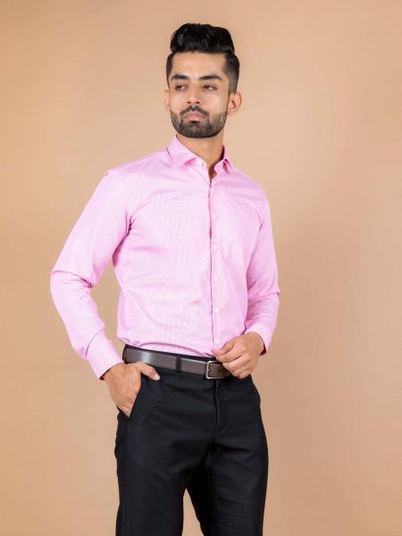 pink check shirt